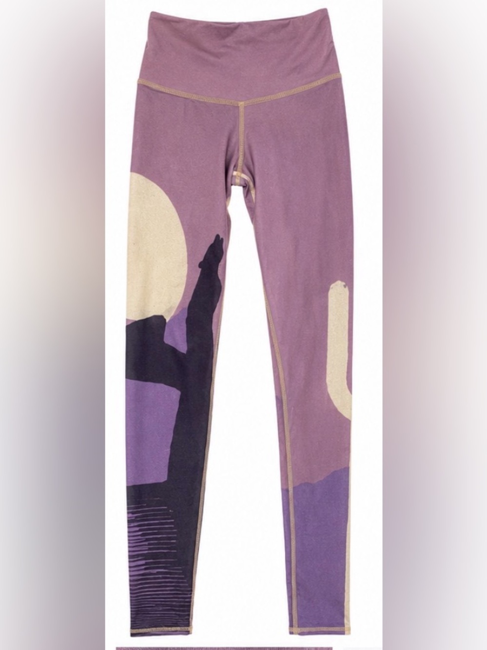 Teeki Desert Coyote Moon Leggings Size Small Yoga Pants Purple Made in USA